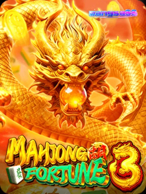 Tampilan visual slot Mahjong Fortune 3 dengan naga emas dan ubin Mahjong